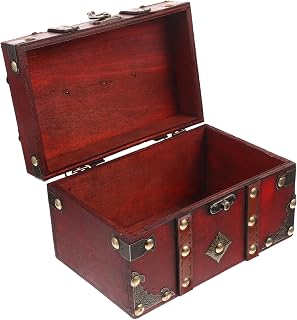 Wooden Jewelry Box with Lock Small Vintage Ring and Necklace Organizer Red Wood Storage Case for Bedroom Decor