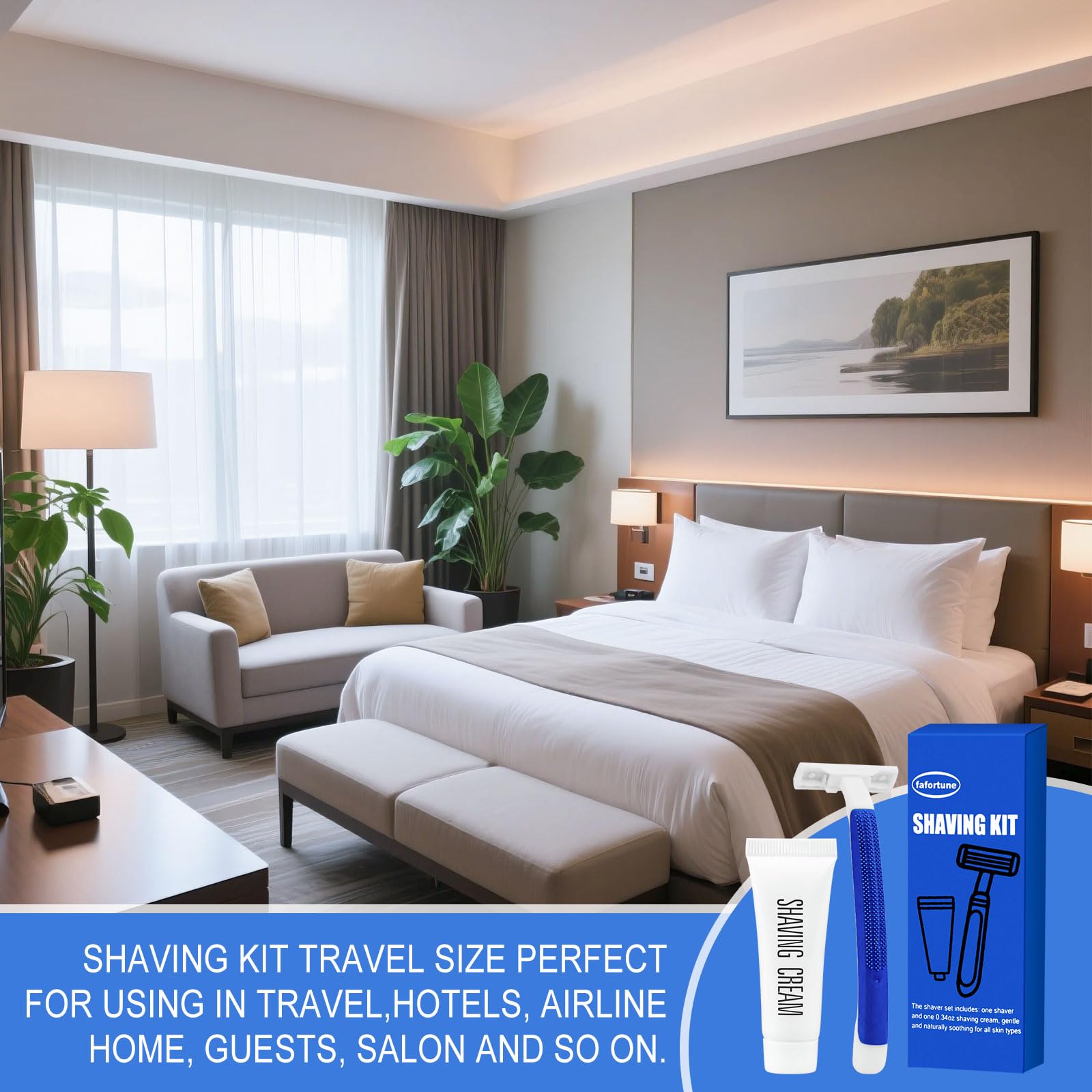 Kit da barba in massa con doppia lama con cappuccio protettivo, rasoi usa e getta in crema da barba sfusa per hotel, Airbnb, senzatetto, rifugio, campeggio e viaggi (60)