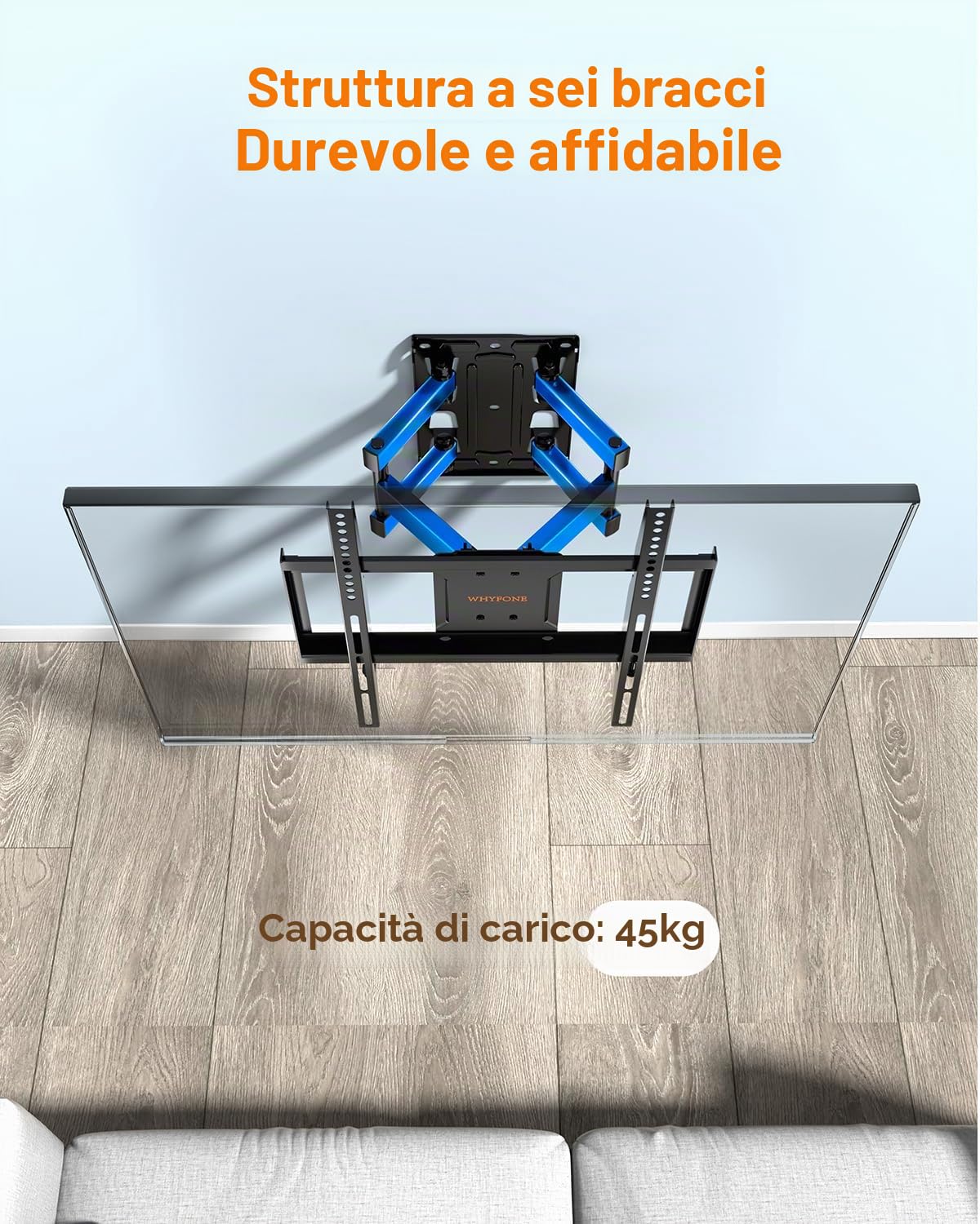 Supporto da Parete per TV da 26 a 65 Pollici, Staffa TV Girevole Inclinabile ed Estensibile con Doppi Bracci per TV Piatti e Curvi fino a 45kg, Supporto TV max. VESA 400x400mm