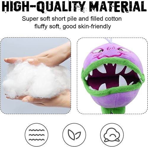 Miniatura 2 de Maikerry 6 piezas de plantas y zombis de peluche vs juguetes de PVZ de peluche de peluche suave muñeca gran regalo de cumpleaños para niños y niñas