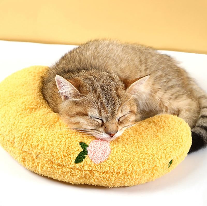 Almofada Meia Rosca Supermacia para Gatos e Cães Pequenos Haourlife Amarela