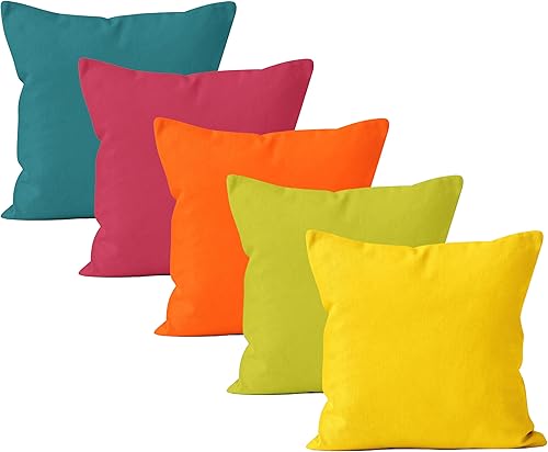 Vista 306 de Encasa Homes - Juego de 2 fundas de almohada, 18 x 18 pulgadas, lona de algodón teñidas, cuadradas, decorativas, para sofá, silla, cama y hogar, Azul