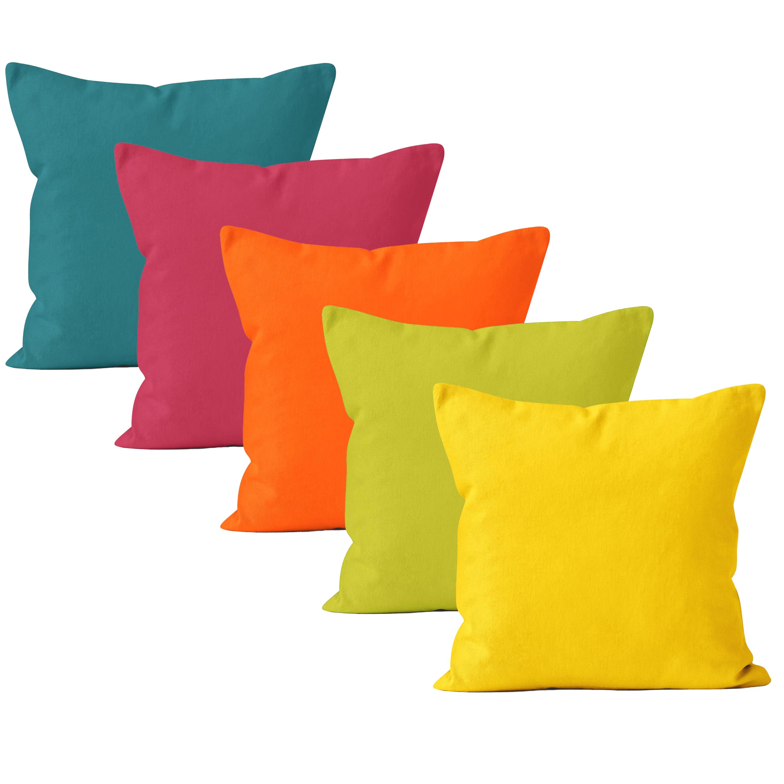 Encasa XO Throw Pillow Covers 18x18 in Set of 4 Bright Combo | No Inserts | Cotton Pillow Covers for Living Room, Bed, Sofa, Couch | Decorative