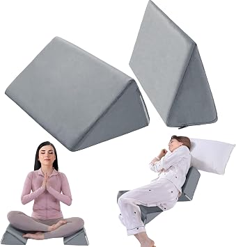 BALAPET 2 Pcs Small Wedge Pillow for Sleeping,Premium Foam Bed Pillow for Side Sleeping,Triangle Wedge Pillow for Leg Elevation,Yoga,Reduce Back PainGray