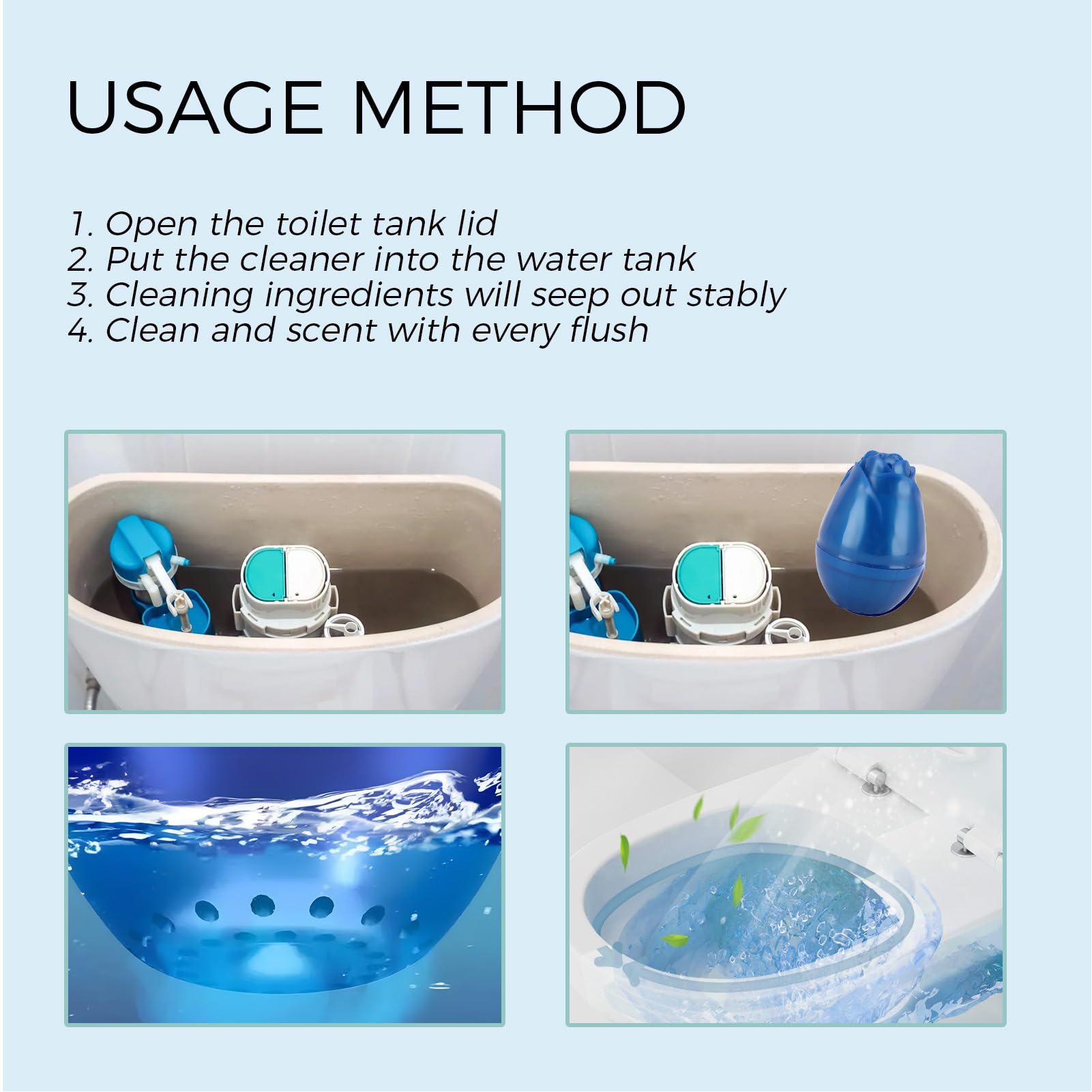 Comprimé de Réservoir de Toilettes boule wc bref eau bleu Nettoyeur Bleu, Retrait Durable des Odeurs avec une Technologie à Libération Lente, Dure 30 Środki czyszczące do łazienek