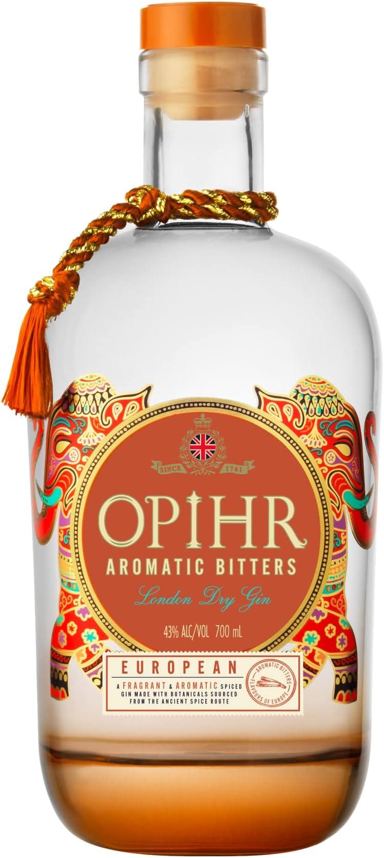 Opihr European Edition Spiced London Dry Gin | Premium Dry Gin | Bold Savoury & Aromatic Flavour | Perfect for Negroni Cocktails | 70 cl | 43% ABV