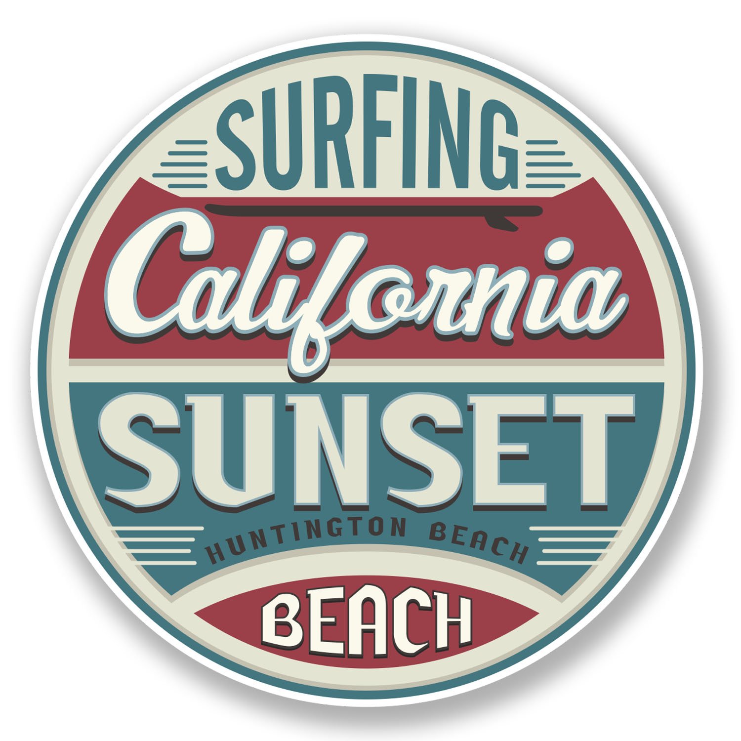 Destinationvinyl Multi 2 X 10Cm Huntington Beach California Usa Vinyl Sticker Luggage Travel Surf #6716 (10Cm X 10Cm)
