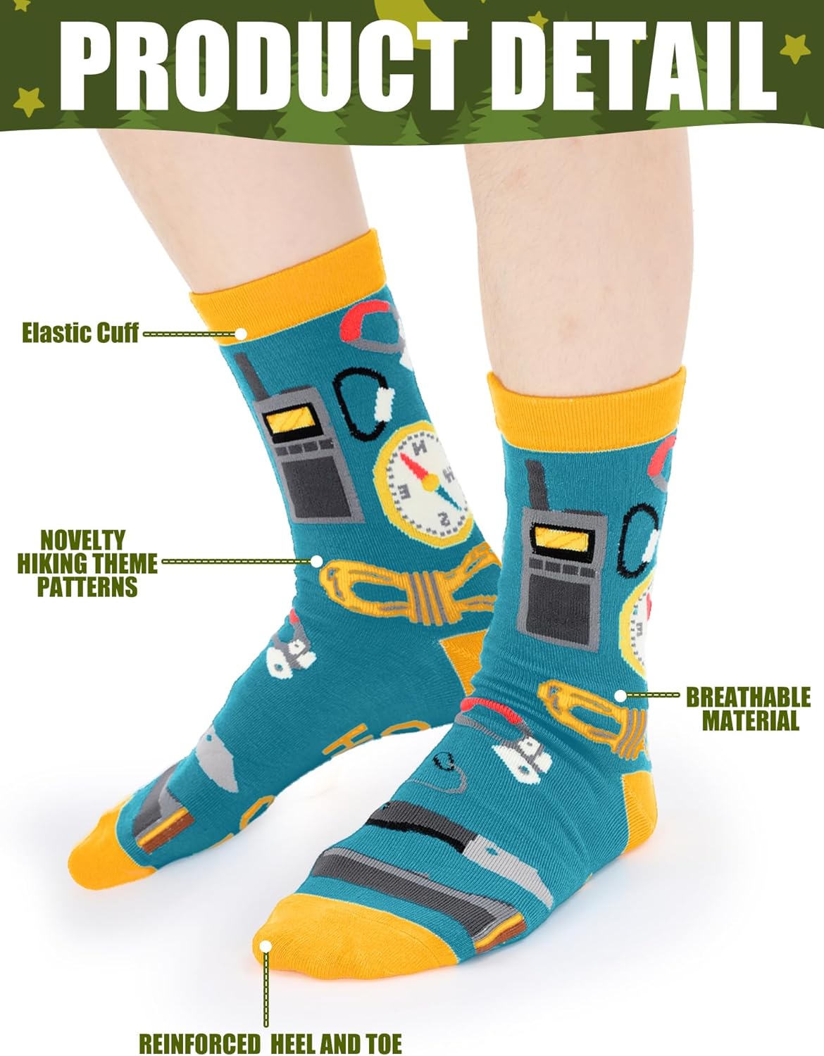 12 Pairs Funny Hiking Socks for Women and Men Adult Novelty Cotton Outdoor Crew Socks Bulk Hiking Gifts for Outdoor Hike Lovers - Image 7