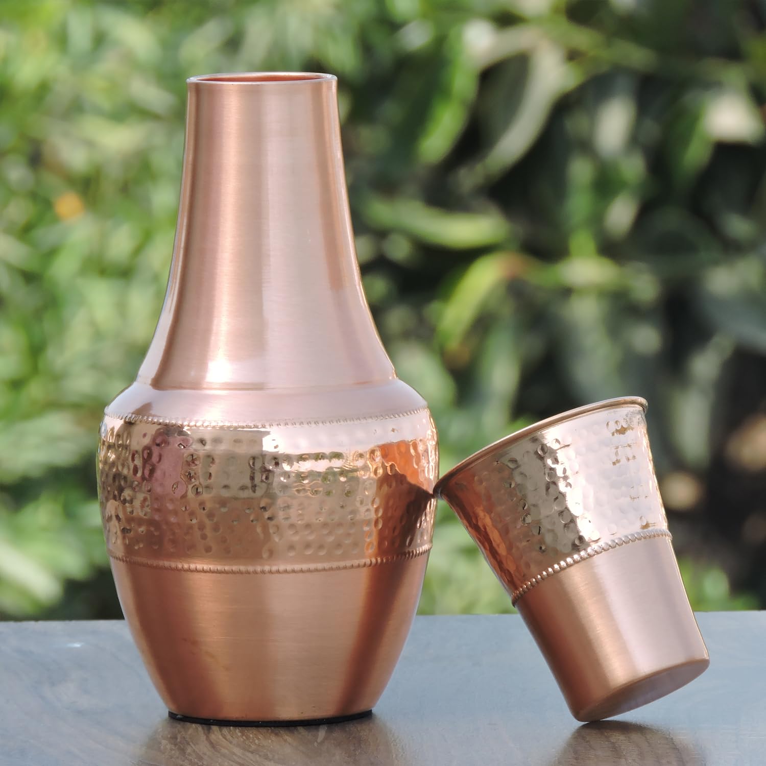 Pure Copper Bed Side Carafe for Ayurveda Health Benefits - 1.4 Lt Capacity, Bronze - Image 3