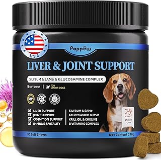 Senior Dog Liver & Joint Supplement – Same, Milk Thistle (Silybin), Glucosamine, MSM for Liver Health Detox, Mobility, Joint Pain Relief, Cognitive & Vitality Support, Chicken Flavor, 90Ct