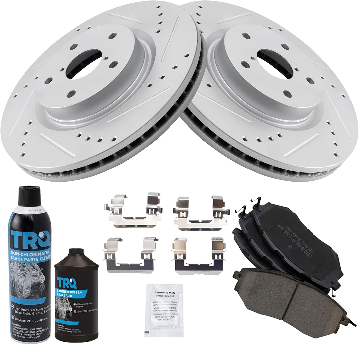 TRQ Brake Performance Rotor & Ceramic Pad Front Kit Compatible with Subaru Tribeca Legacy