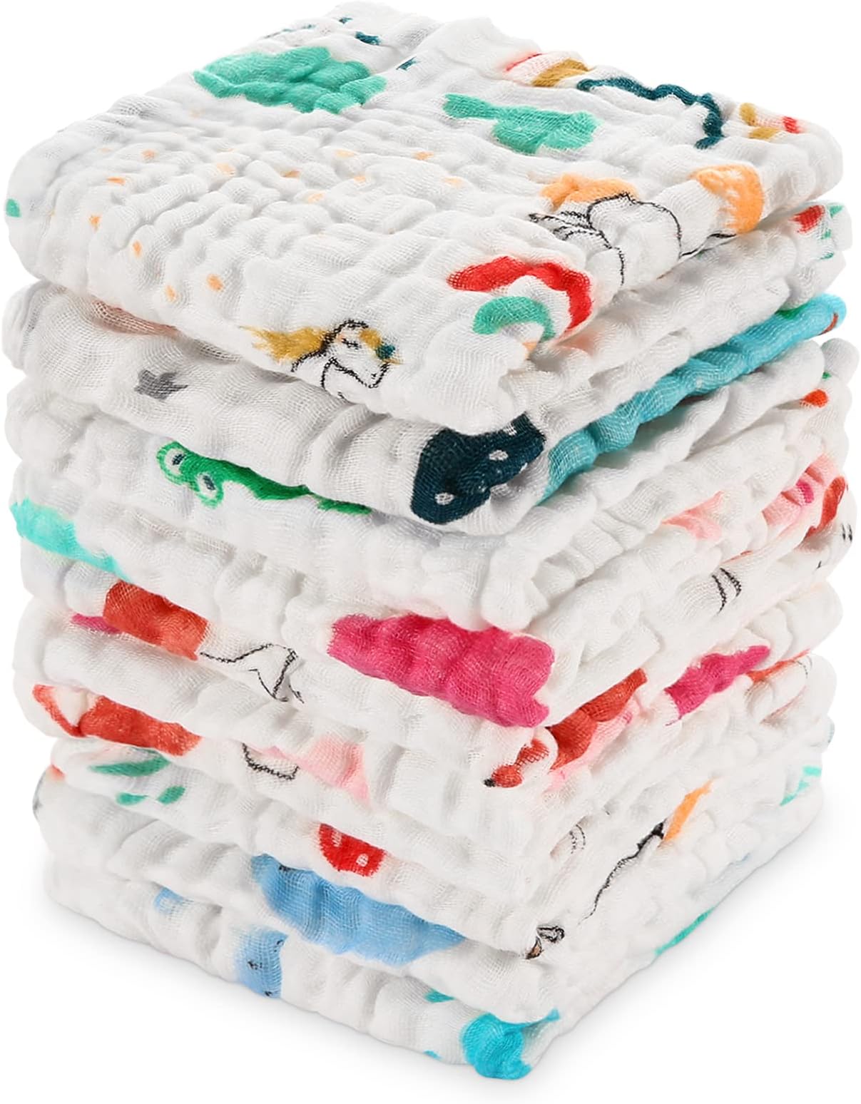Qioo 10 Pack Muslin Baby Washcloths Size 10"x10" Multicolor