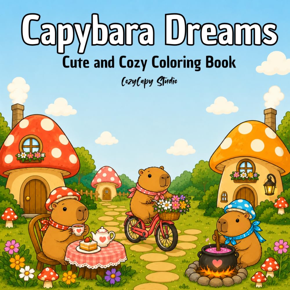 Capybara Dreams: Cute and Cozy Coloring Book (Capybara live)