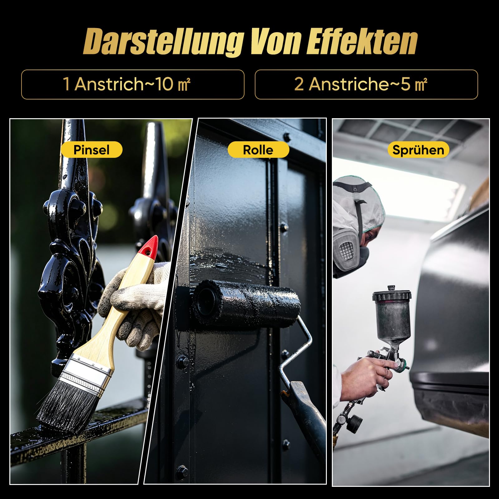 2-in-1 Schwarz Rostumwandler & Rostentferner, 1KG Grundierung Metall,Wasserfeste Hitzebeständig Rostumwandler Auto Metallschutzlack,Langlebige Rostschutzbeschichtung für Metall,Stahl & Eisen
