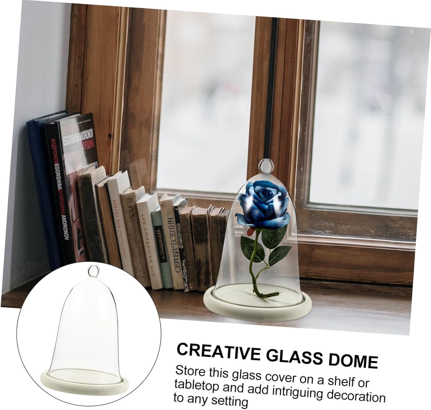 1set Preserved Flower Glass Cover for Landscape Elegant Glass Dome Base for Displaying Flowers Figurines Portable Home Decor for All Occasions