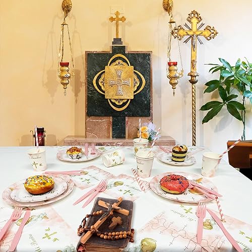 Miniatura 5 de 112 platos de bautismo, servilletas, tazas de decoración para niña, Mi Bautizo, baby shower, primera comunión, vajilla desechable para fiesta,