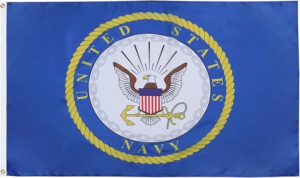 AZ FLAG - Us Navy Emblem Flag - 3x5 Ft - 100D Polyester Amarican Navy Banner with Two Metal Grommets - Fade Resistant - Vivid Colors - 3 x 5 Feet - 150x90 Cm