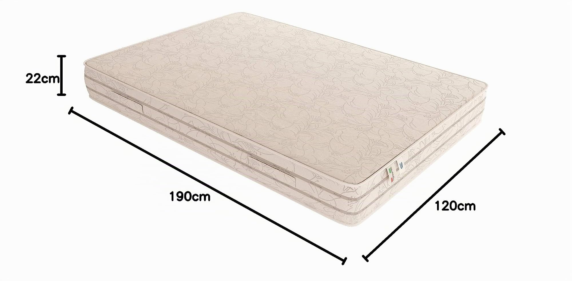 Baldiflex Emporio Easy 2.0 Memory Foam Materasso Memoria, Poliuretano, Bianco, 120 x 190 x 22 cm