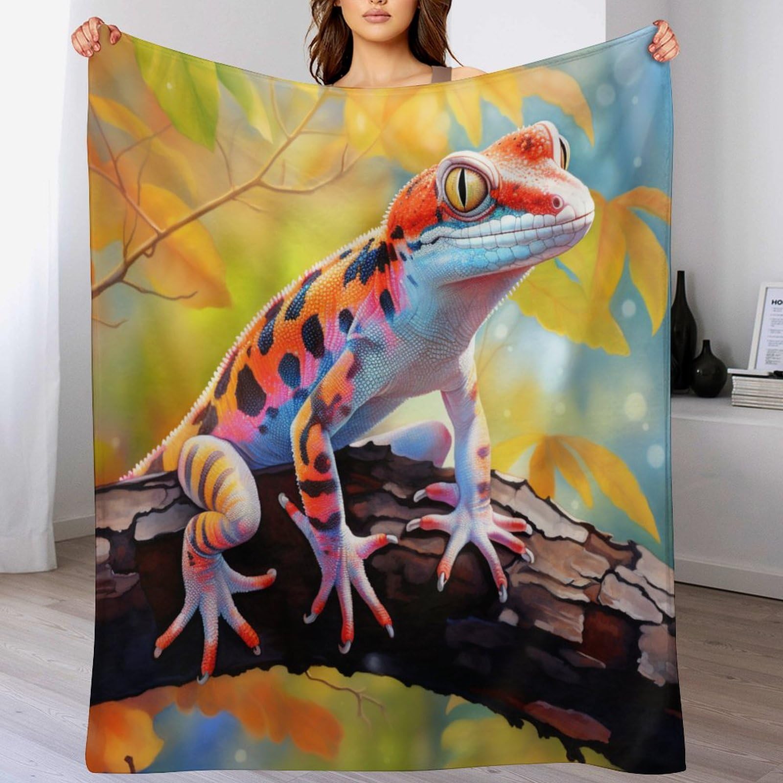 Couverture ultra luxueuse motif caméléon en flannel super doux premium