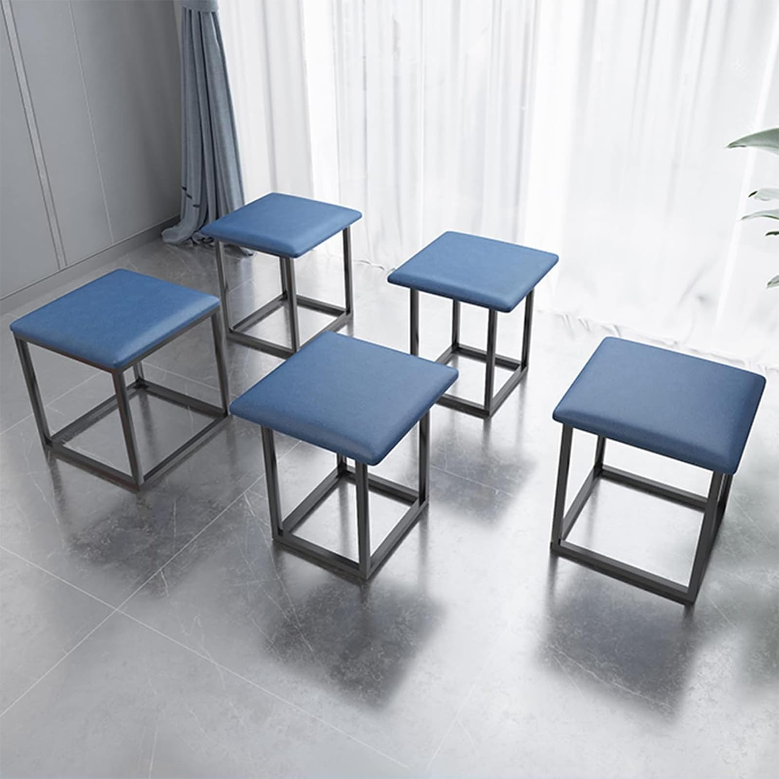 Pouf 5 in 1 con ruote, rivestimento e metallo, 35 x 35 x 35 cm, sgabello cubo versatile per divano, soggiorno e posti a sedere extra
