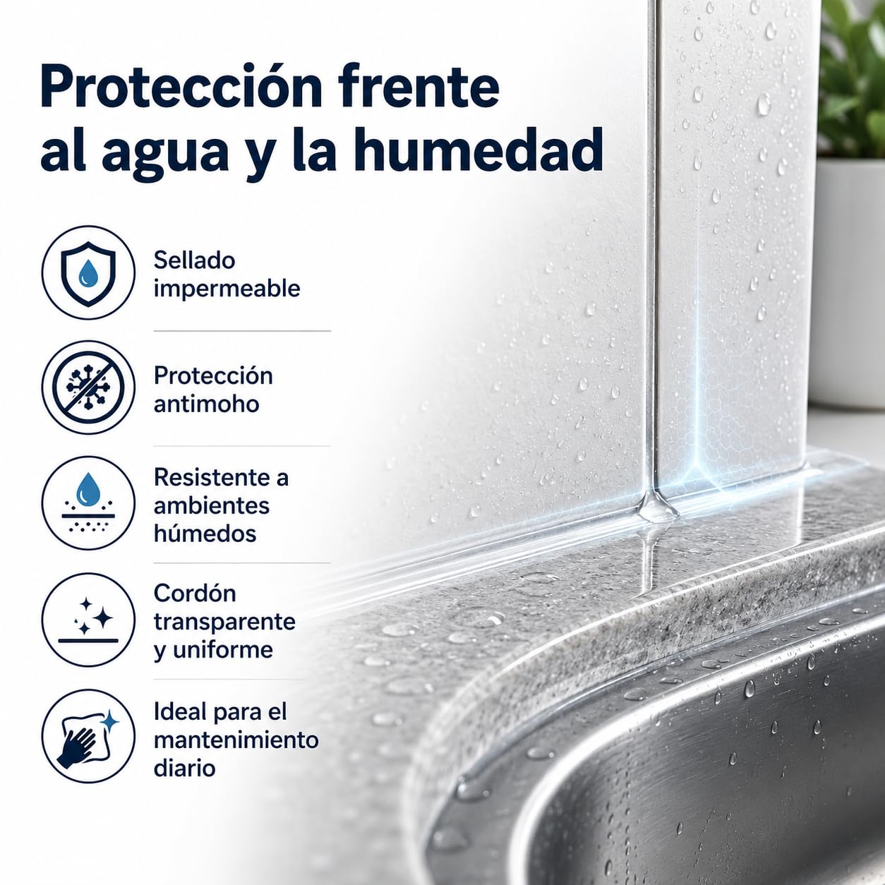 Silicona antimoho transparente 280 ml para baños y cocinas, pack de 12