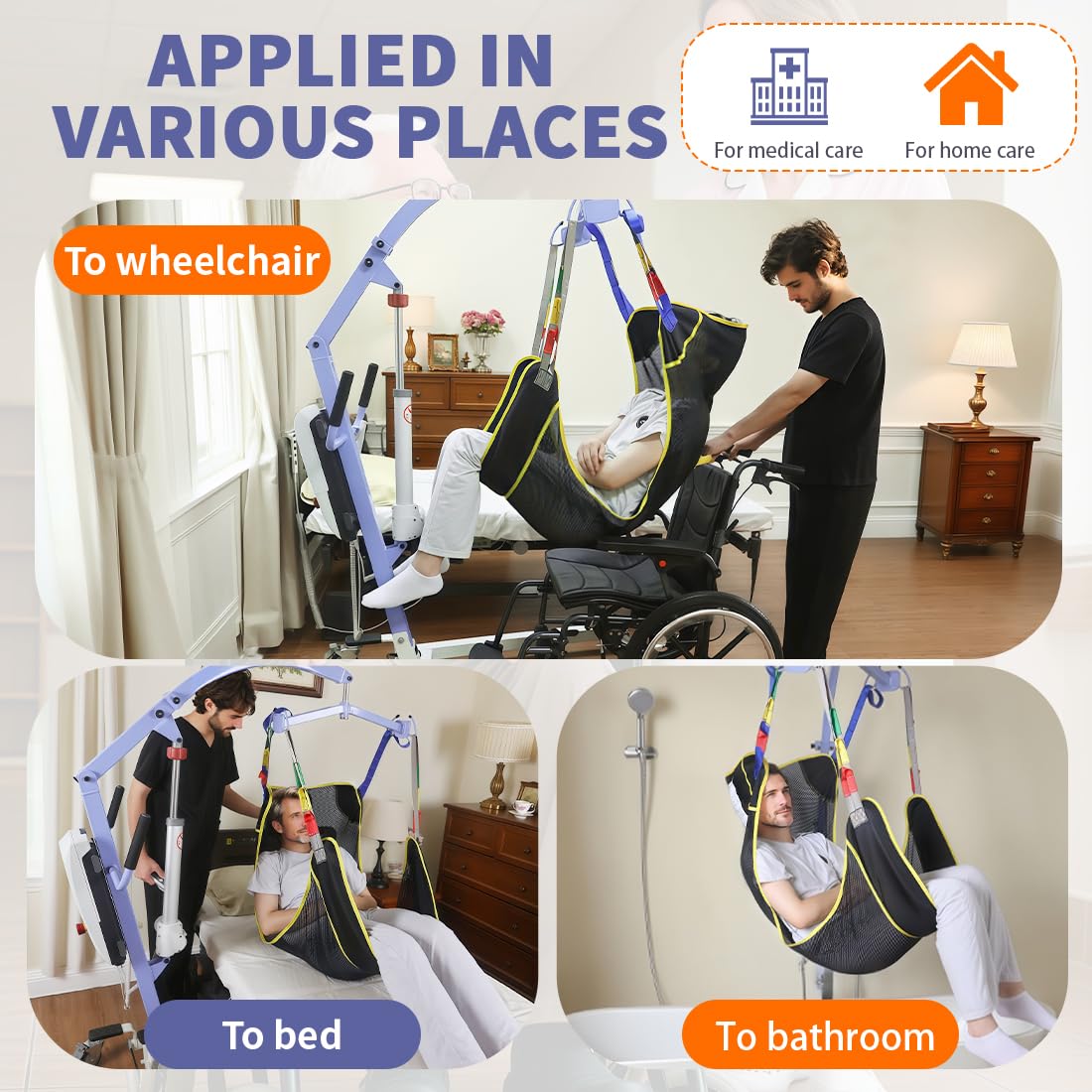 500lbs Mesh Full Body Sling for Lift - Patient Transfer Sling with Wide Pads for Elderly & Disabled,Compatible and Multi-Scene Transfer — Amazon image 6