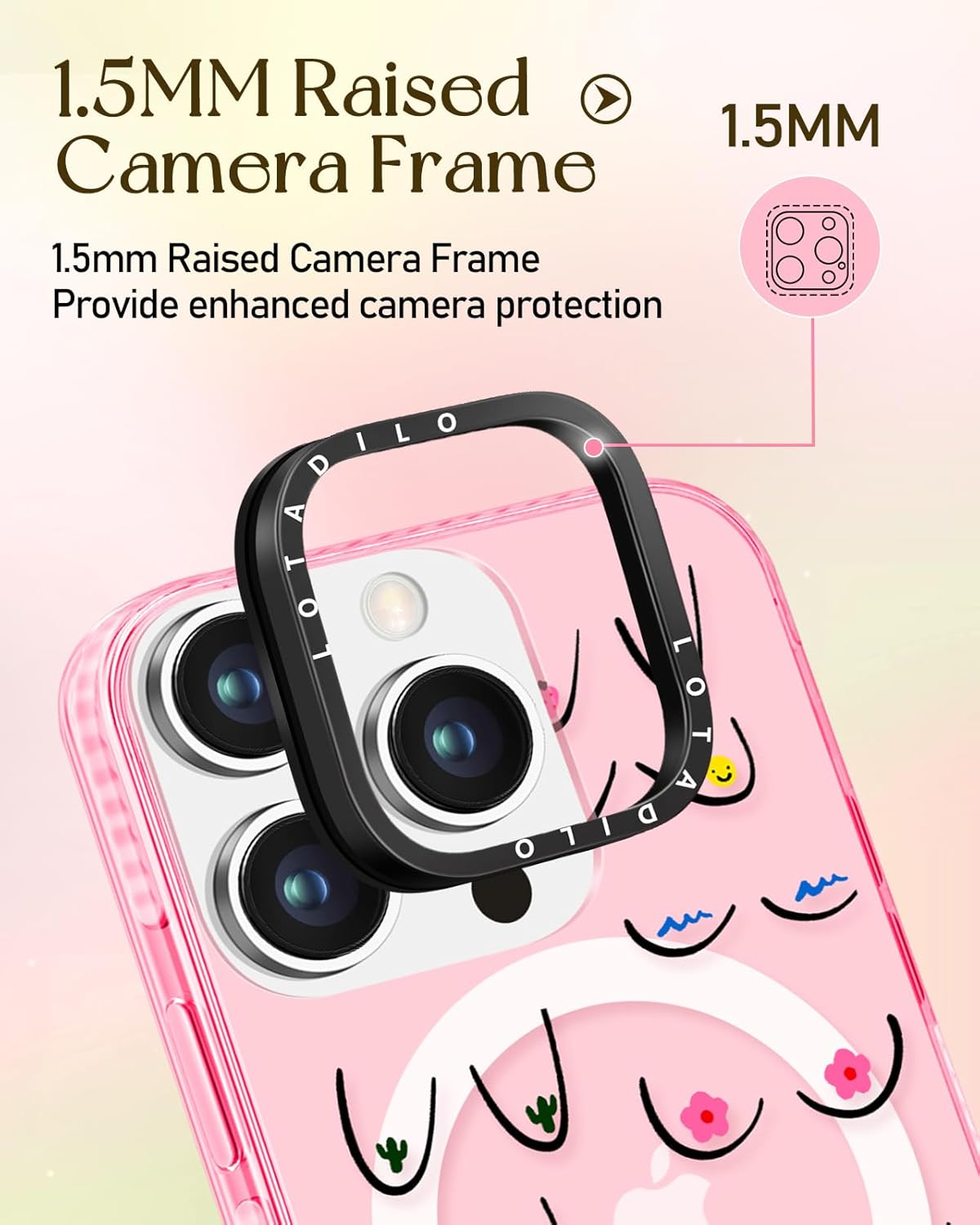 for iPhone 15 Pro Max Case for Women - Cute Kawaii Design Girls Compatible with Magsafe Magnetic Ring Holder Stand Lines Flower Phone Covers Aesthetic Girly TPU Funda for 15 Pro Max - Image 3