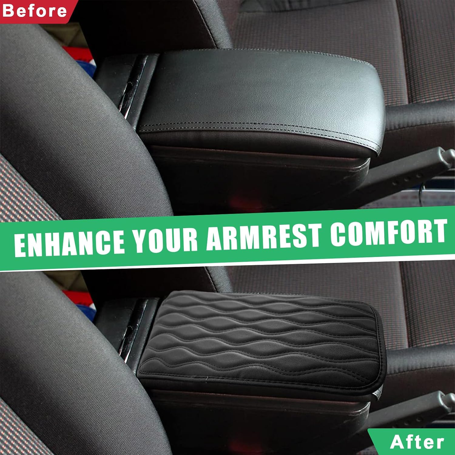 Dickno Car Center Console Pad, Waterproof Auto Armrest Seat Box Cover, PU Leather Arm Rest Protector Cushion Pad, Universal Vehicle Interior Protection Accessories for Car SUV (Black) image 4