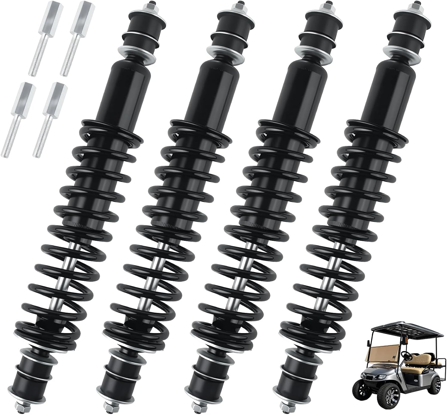 Golf Cart Front and Rear Shocks Compatible with EZGO Medalist/TXT 1994+ Gas or Electric/w Heavy Duty Coil Springs Shock Absorber #OEM 76418-G01 70928-G01 70248-G01 (4PCS)