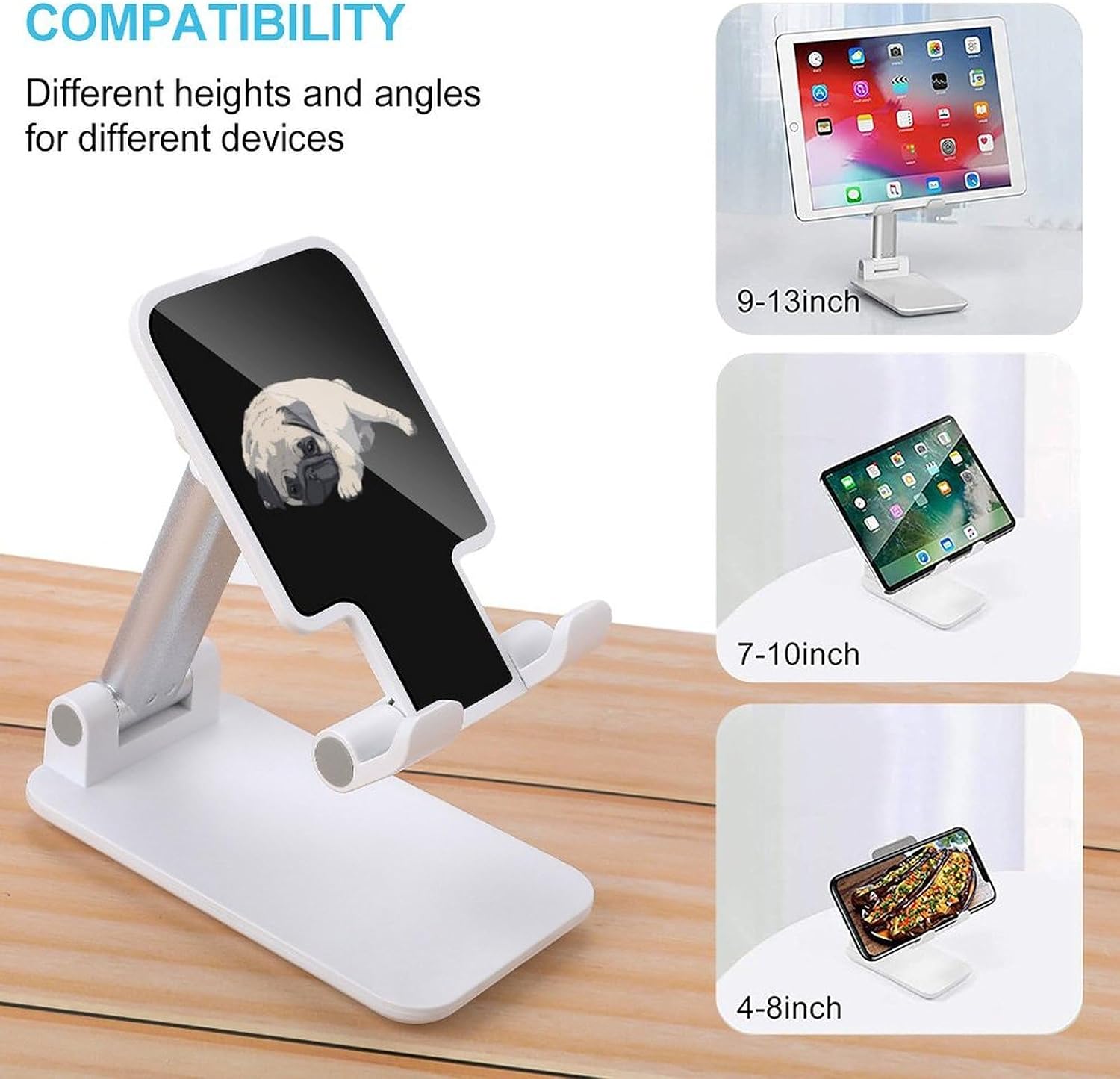 Tired Pug Dog Cell Phone Stand for Desk Phone Holder Mount image 3