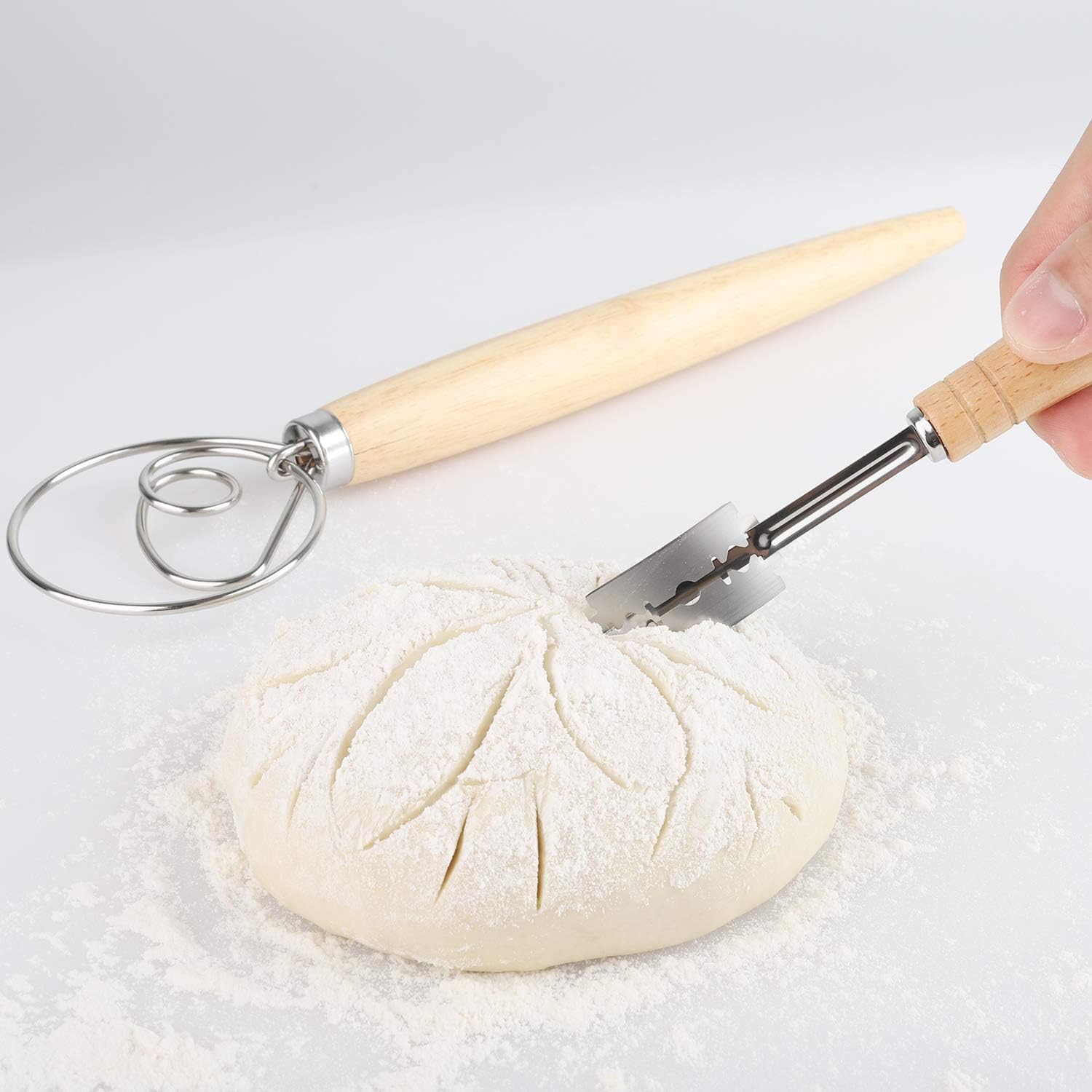 Bread Lame Dough Scoring Tool Danish Dough Whisk Bread Making Tools with Leather Protective Cover 14 Replaceable Razor Blades