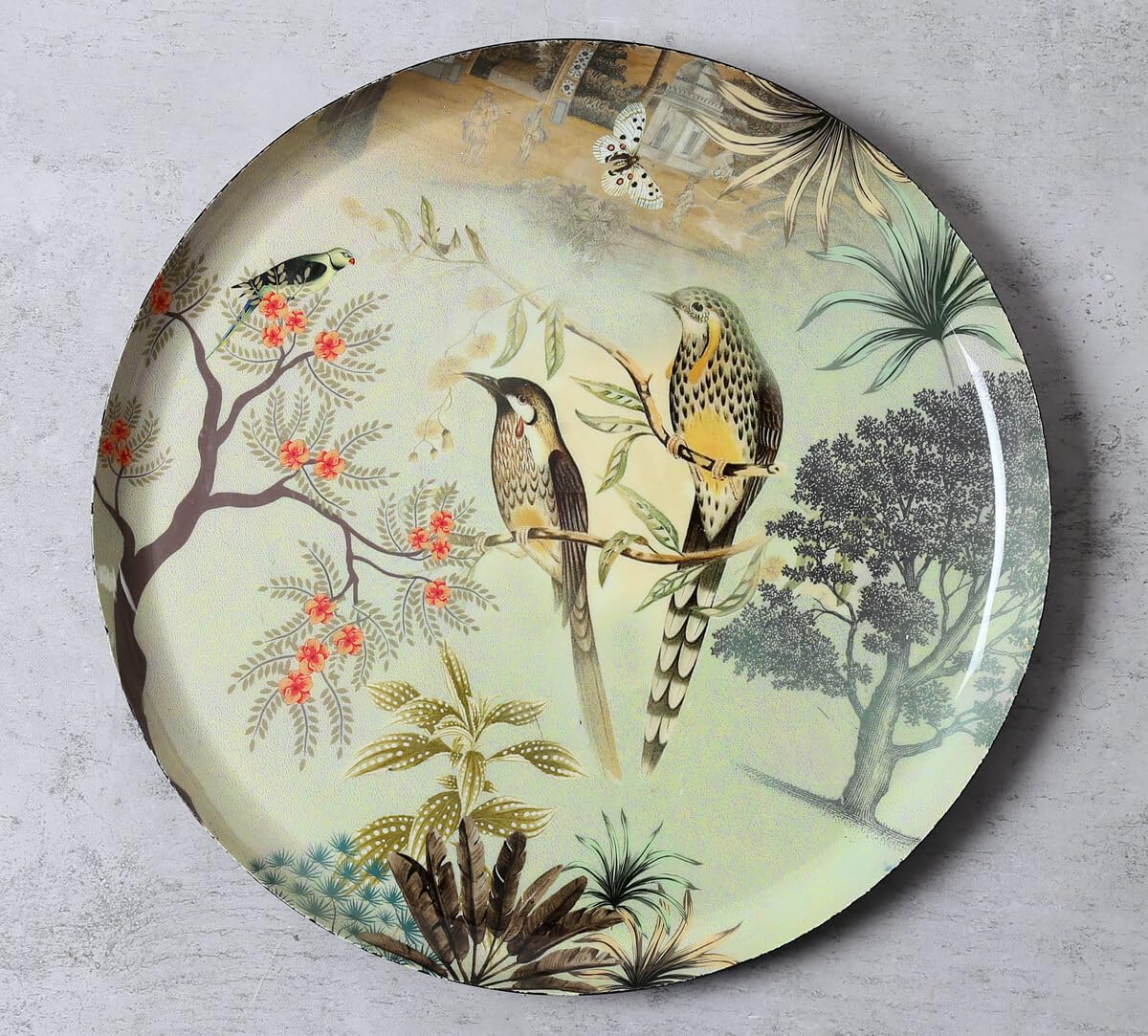 India Circus by Krsnaa Mehta Tropical Aves Wall Decor Plates Set of 5 | Wall Arts For Home Decor | Decorative Iron Plate for Living Room, Bedroom, Office Decor, Cafe, Restaurant (Size 12, 10, 8 inch) 1
