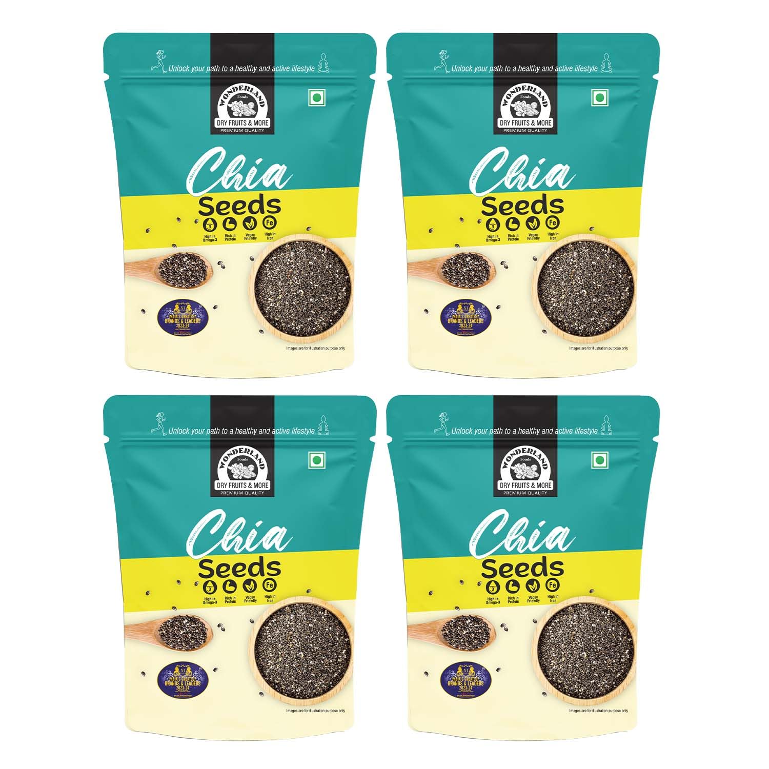 Wonderland Foods Raw & Unroasted Chia Seeds 1kg (250gX4) Pack of 4 Pouch I Rich in Fiber & Omega - 3 I Healthy Sabja Seeds for Weight Management I Immunity Booster Dieting Snack (B07RGWJYT8) Amazon Price History, Amazon Price Tracker