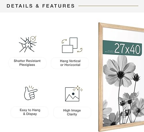Vista 83 de MCS Studio Gallery Marco para póster de 16 x 24 pulgadas, imitación de veta de madera de color negro, colgar en horizontal o vertical, grande