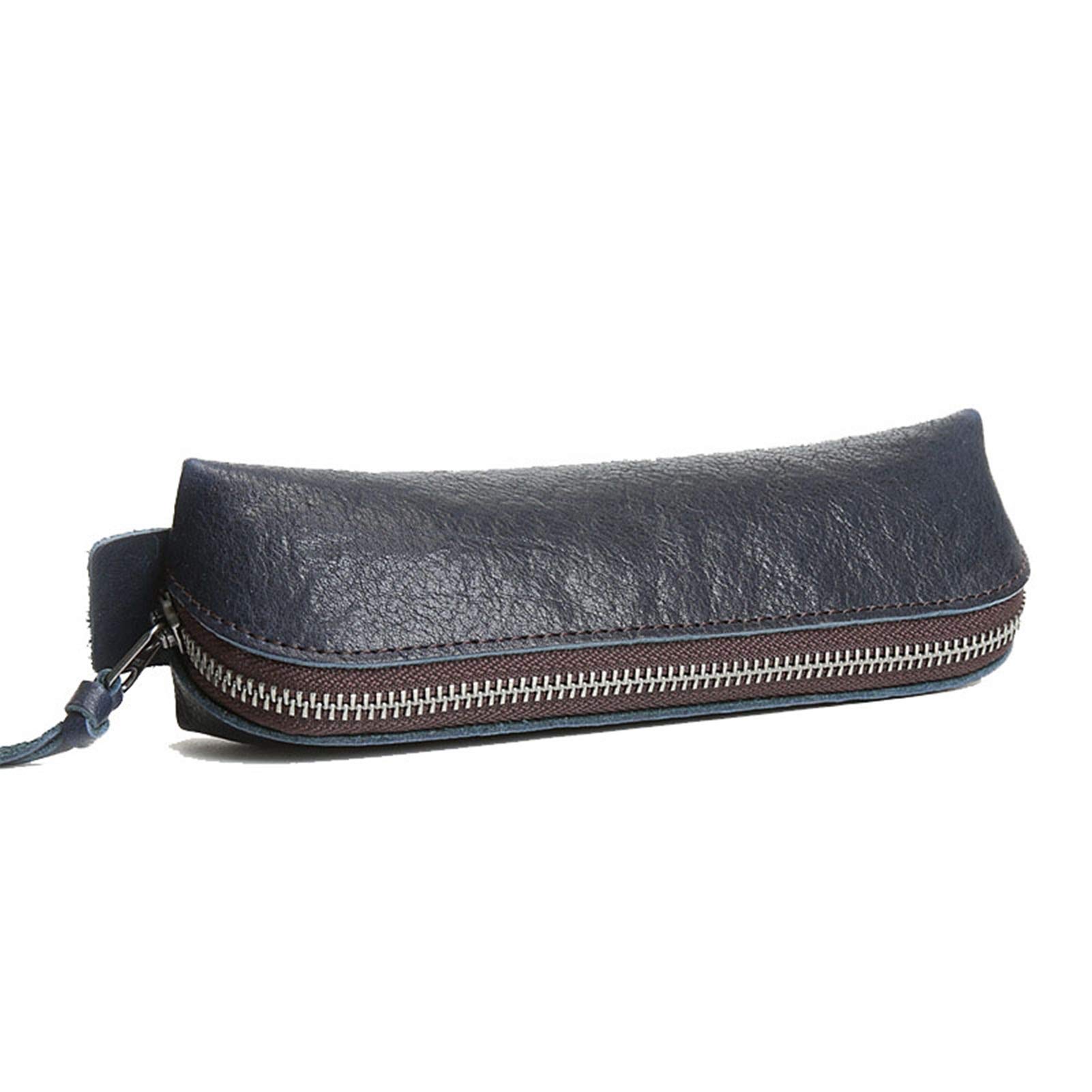 Piórnik Metalowy zamek błyskawiczny Vintage skórzany piórnik Piórnik etui z zamkiem błyskawicznym Obsadka do pióra (czarny 19x6x6cm)
