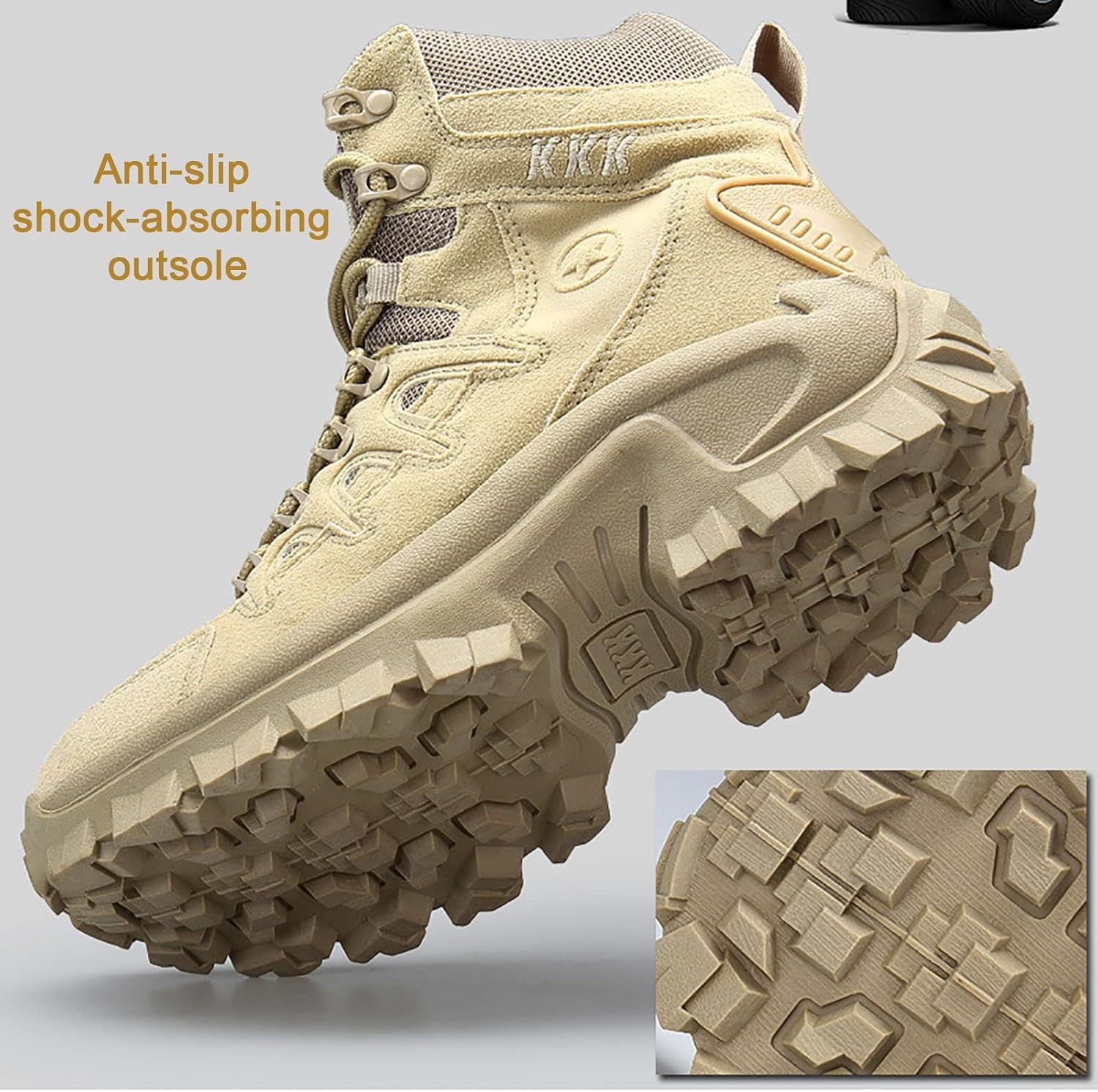 CLSQLXYJZC Military Tactical Boots for Men, Outdoor Waterproof Non-Slip Lace-up Sports Non-slip Work Boots, Durable Suede Leather and Rubber Sole Military Desert Boots