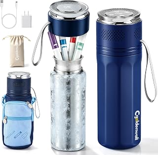 CGOLDENWALL Insulin Kühlbox Elektrisch, 2-20℃ Insulin Kühltasche, Blau | 2-in-1-Kühlung, zwei Betriebsmodi, USB-Stromversorgung, 360°-Eisring, 800 ml Fassungsvermögen, Tragetasche, TSA-zugelassen