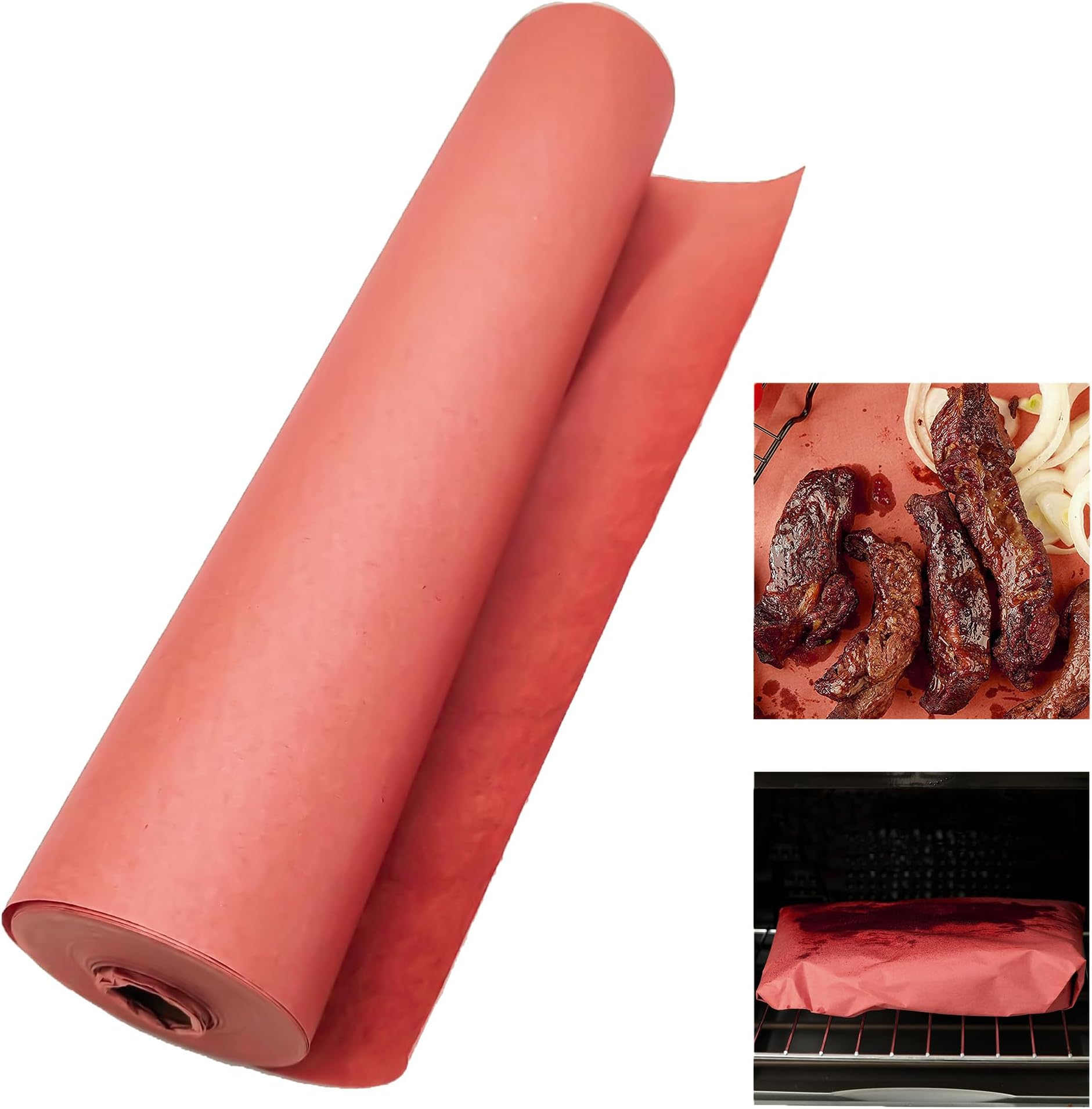Tikxlafe Papier De Boucherie Rose, Rouleau De 15 , Papier Kraft Pour Barbecue - Largeur 45 C