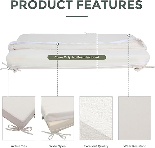 Miniatura 5 de Magpie Fabrics - Fundas para cojines de banco y sofá biplaza de patio (solo funda de repuesto, sin inserto!), funda de cojín impermeable y