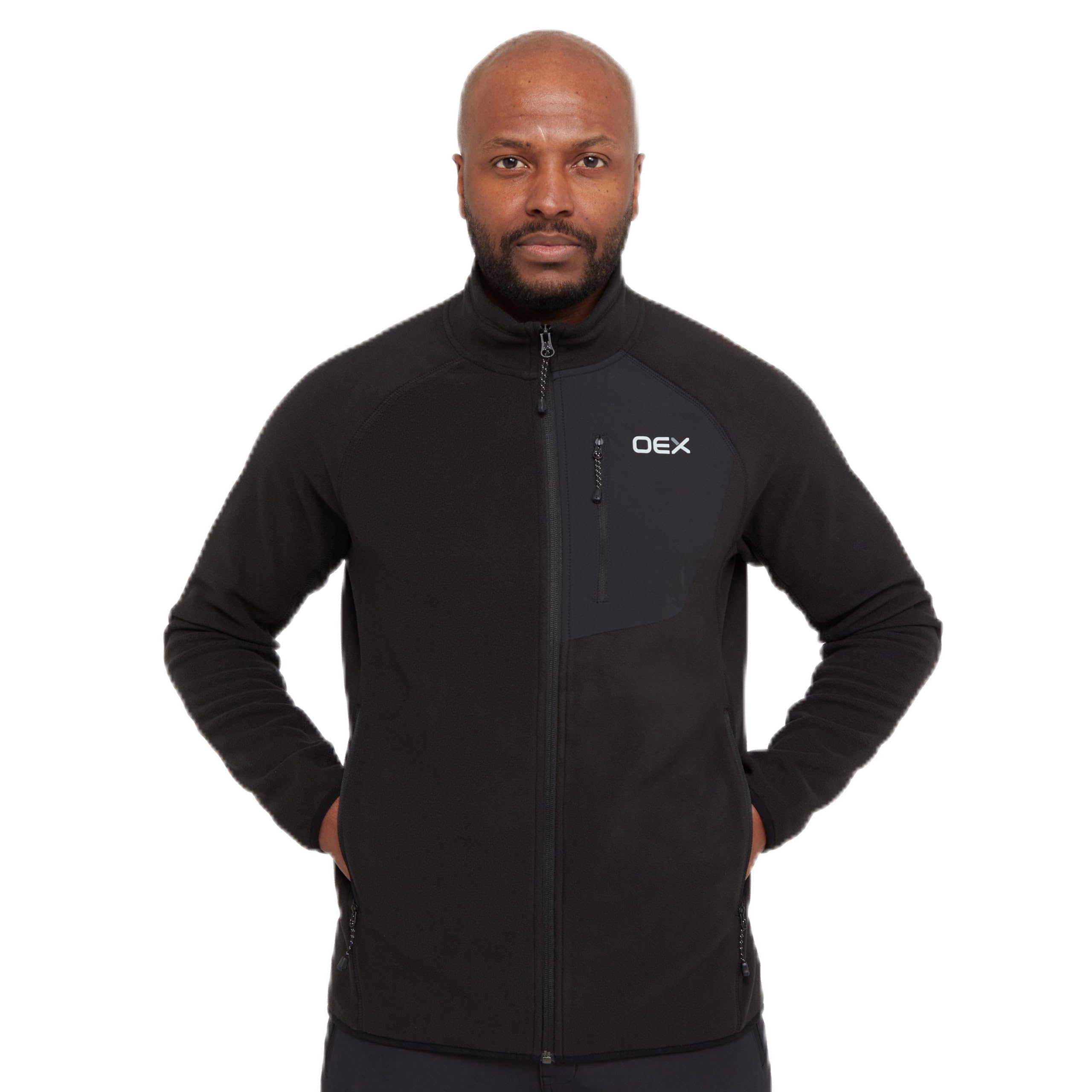 OEXMen’s Braewick Full Zip Fleece with 100% Recycled Fabric & Zipped Chest Pocket, Soft, Lightweight & Active Fit Technical Midlayer Pullover, Ideal for Walking, Hiking & Outdoor Recreation