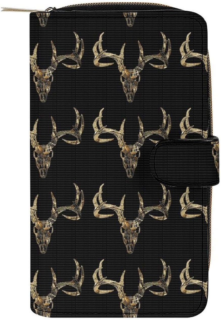 Deer Head Hunting Camoflauge Art Portable Leather Multifunctional Wallet