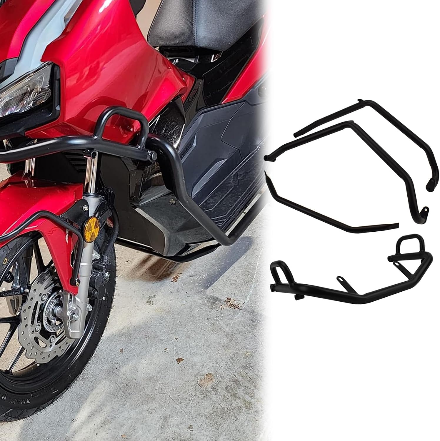 Motorcycle Upper Crashbar Body Frame Falling Protector Bumper Engine Guard Crash Bar Highway Crash Bar for Hon&da ADV150 ADV 150 ADV-150 2023-2025 (Black-Upper Lower)