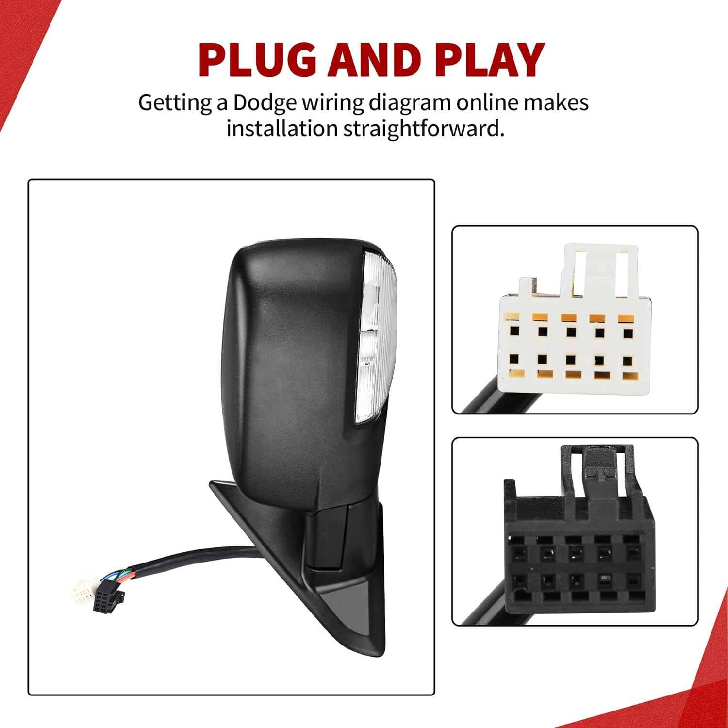 YITAMOTOR Left Driver Side Mirror Compatible with 2009-2016 Dodge Ram 1500, 2010-2016 Ram 2500 3500 4500 5500, Door Mirror Power Adjustable Heated Led Turn Signal Puddle Light