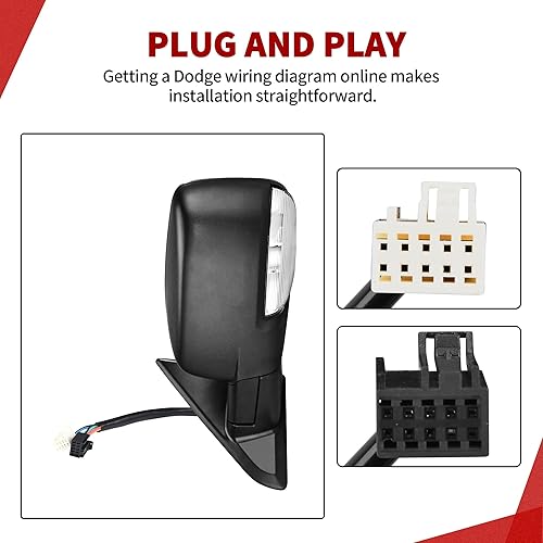 Miniatura 4 de YITAMOTOR Espejo lateral izquierdo del conductor compatible con Dodge Ram 1500 2009-2016, Ram 2500 3500 4500 5500, 2010-2016, espejo de puerta