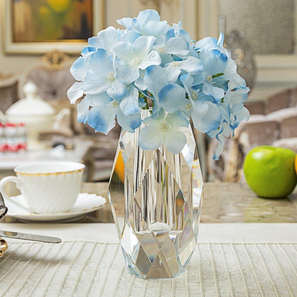 Crystal Flower Vases Decorations 6" for Home Wedding Christmas or Gift - Clear with Gift Box