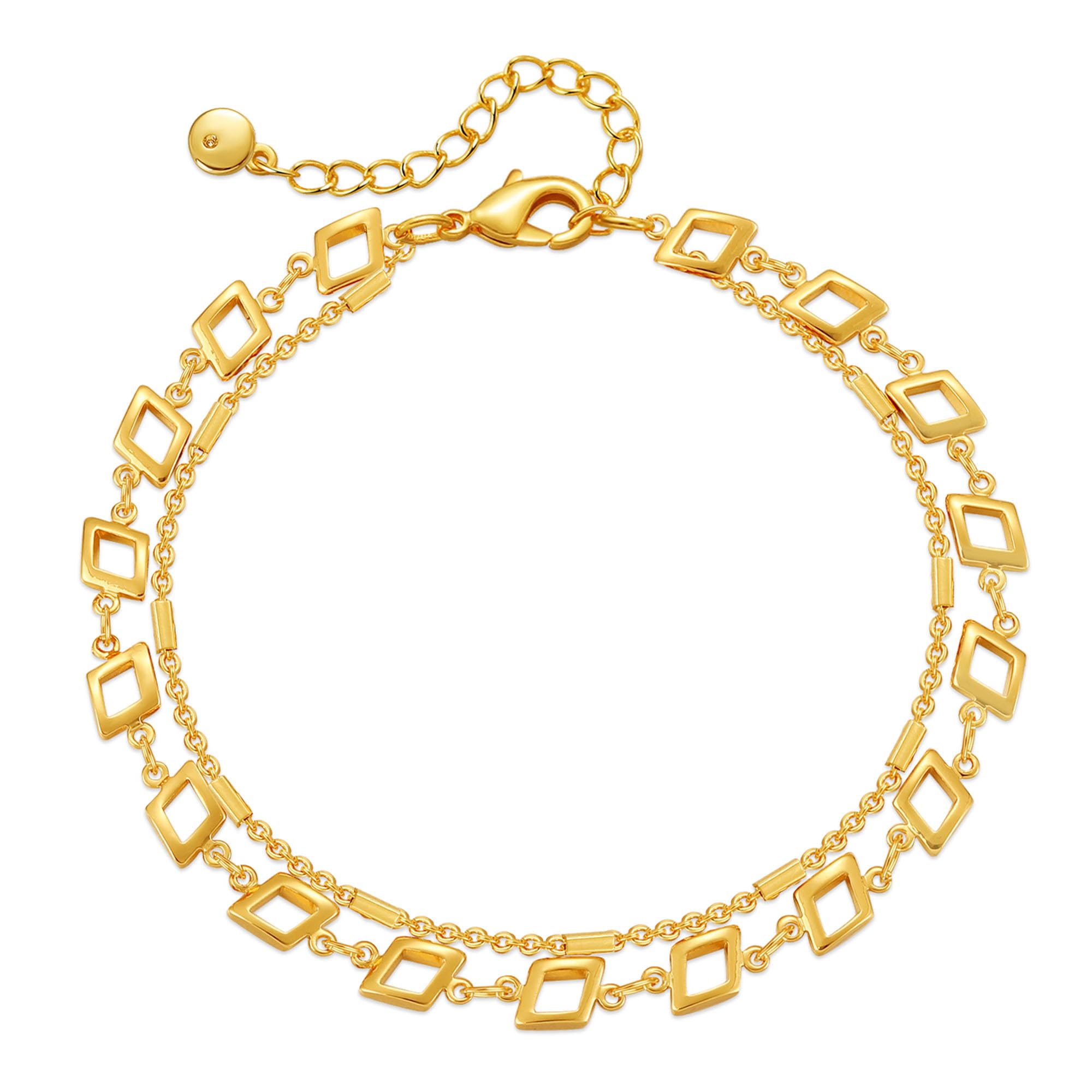Yumikoo 18k Gold Plated Anklet Thick Square Ring Ankle Bracelets for Women