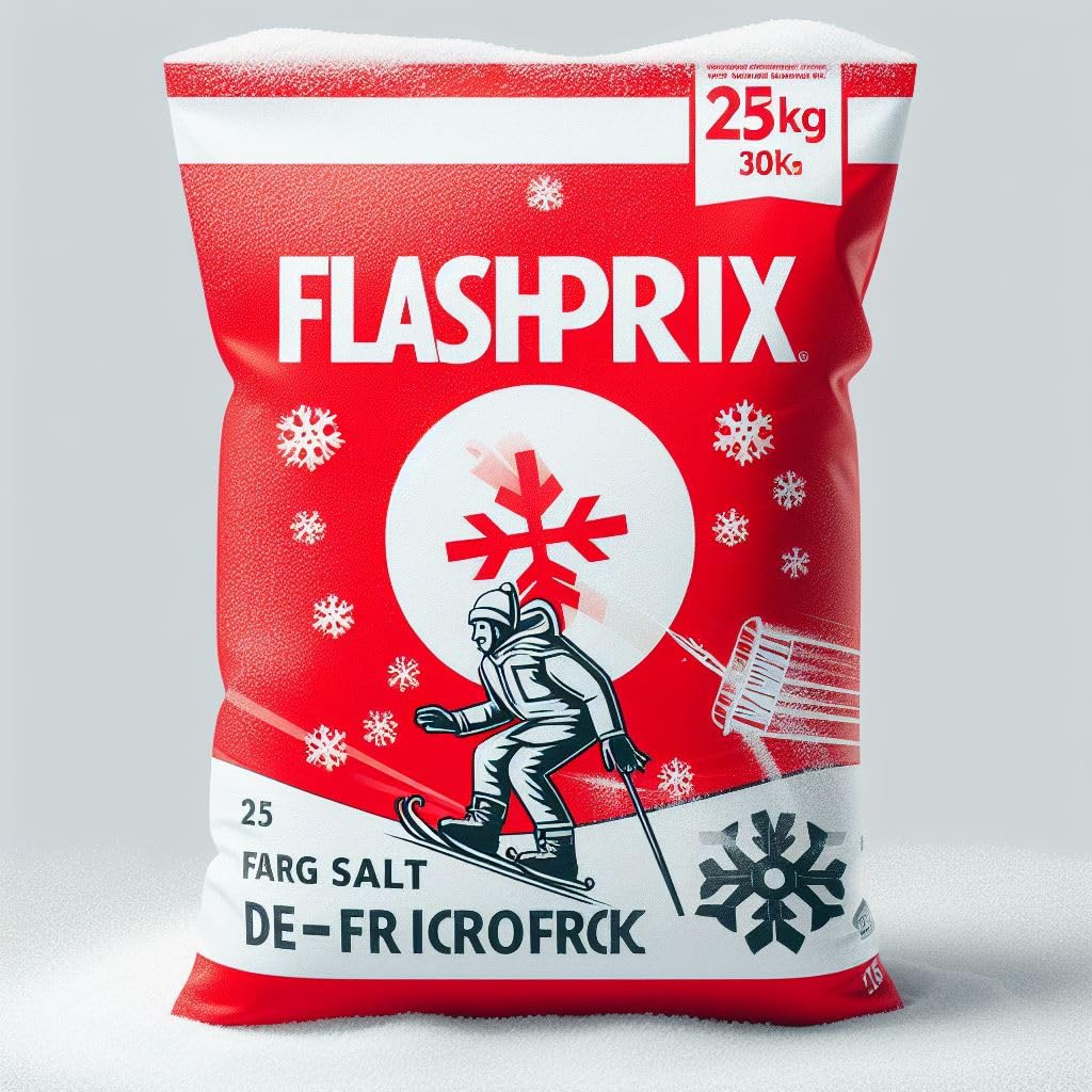 FlashPrix 25kg Sal para Nieve y Hielo, Deshielo de Caminos, Carrretas y Calzadas Heladas y con Nieve (1)