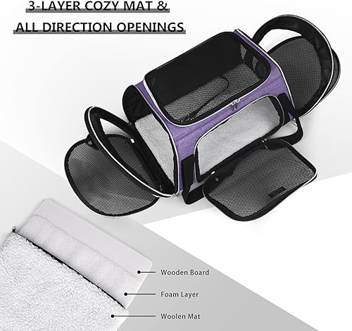 Miniatura 51 de BAGLHER Bolsa de transporte para perros con ruedas, aprobada por aerolíneas, lado suave, para viajes, para mascotas, tamaño pequeño, mediano