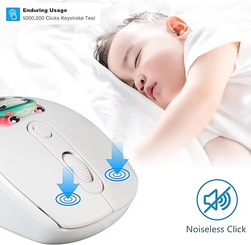 Miniatura 4 de Lindo mouse inalámbrico, 2.4G silencioso portátil inalámbrico con receptor USB, mouse inalámbrico Kawaii para laptop, Chromebook, PC, portátil,