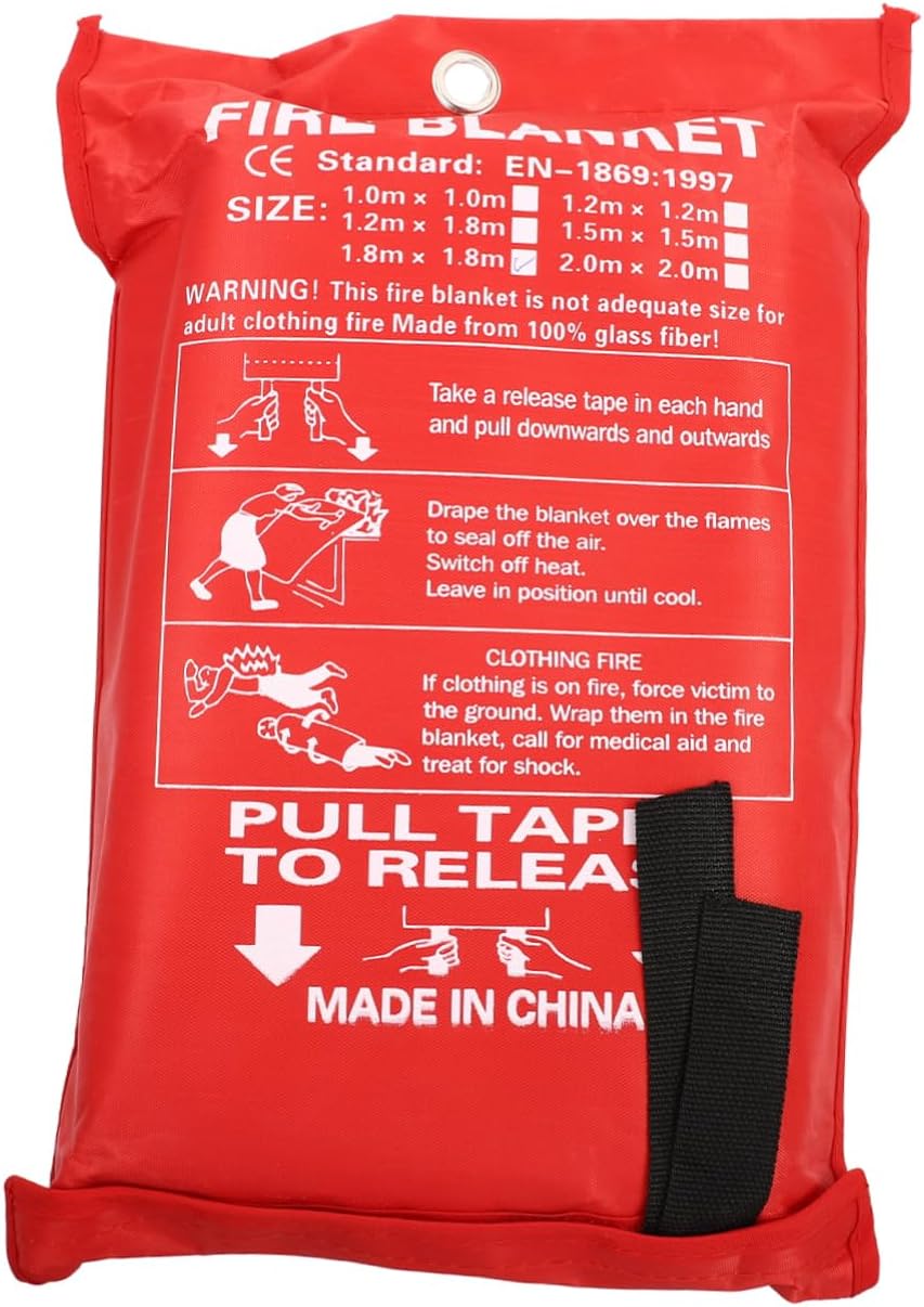 KICHOUSE Essential Fire Blanket Home Car Fire Suppression Kit Multi-Functional Blanket Lightweight Compact 1.8m x 1m Glass Fiber